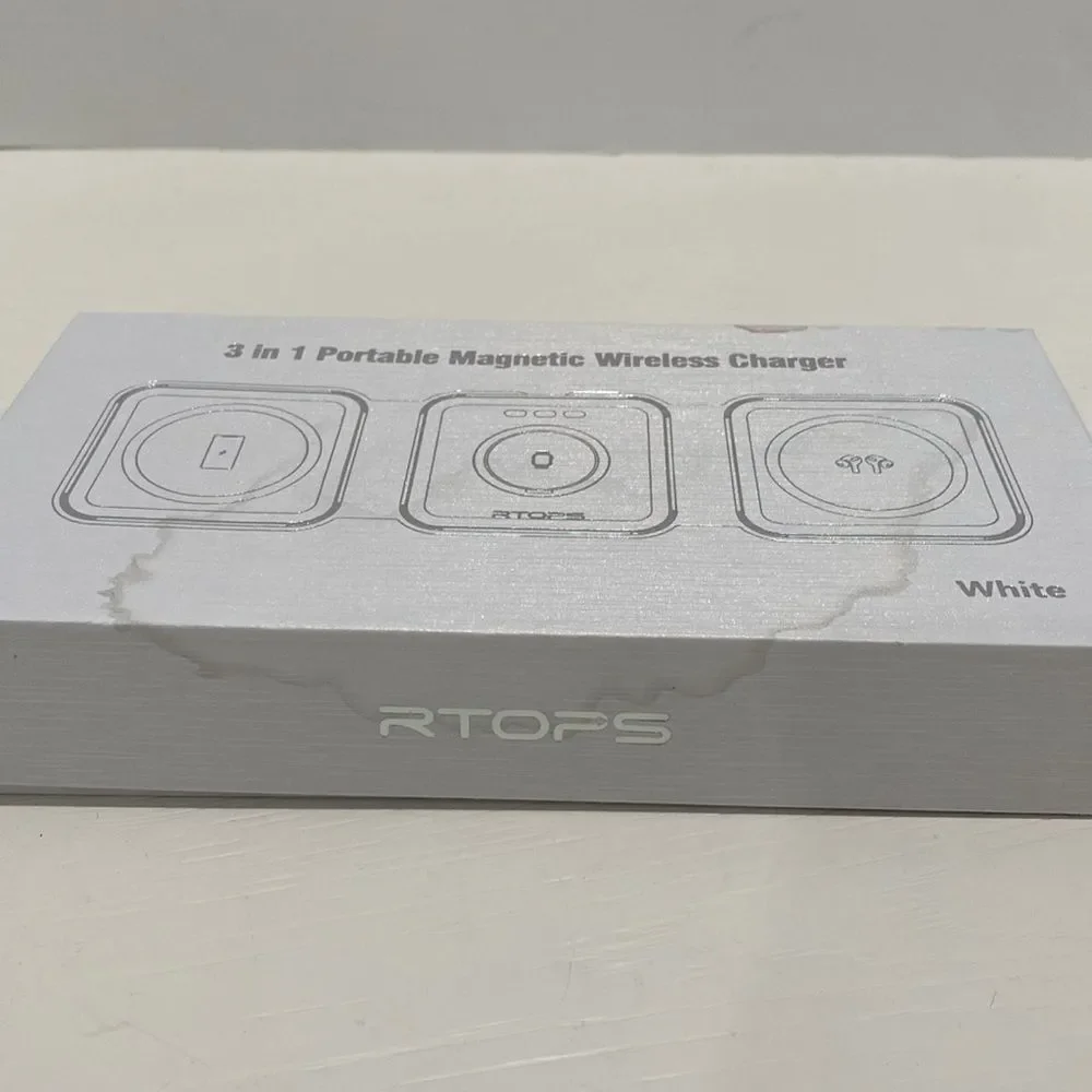 RTOPS 3 In 1 Portable Magnetic Wireless Charger IPhone Apple Watch AirPods White